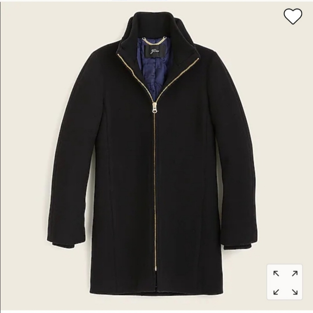 J. Crew Lodge Coat in Italian Stadium-Cloth Wool - Black, Size 16